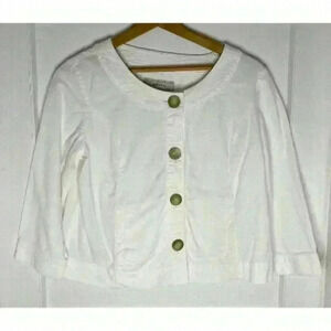White Cotton Rounded  Neck Jacket Size 14
